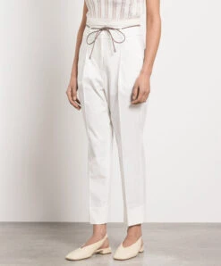 Peserico White Pants With A High Fit -Summer Fashion Clothing fdc1f926 4600 46e6 9bbc caf1325bd09e