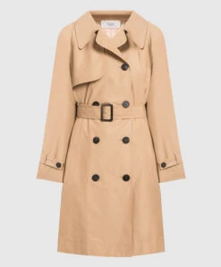 Peserico Brown Double-breasted Trench Coat With Monil Chain