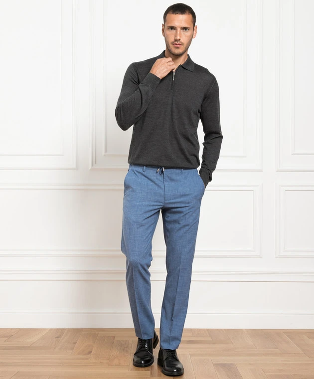 Blue Wool And Silk Trousers 2 Blue Wool And Silk Trousers - Image 2